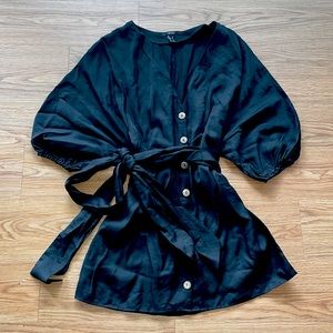 Black Button Up Tie Dress